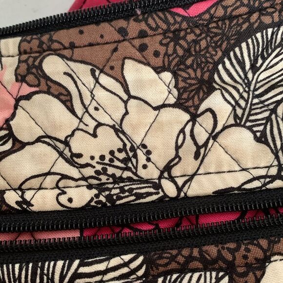 Vera Bradley Mocha Rouge Brown Pink Ecru Floral Quilted Crossbody Shoulder Bag - Picture 11 of 15